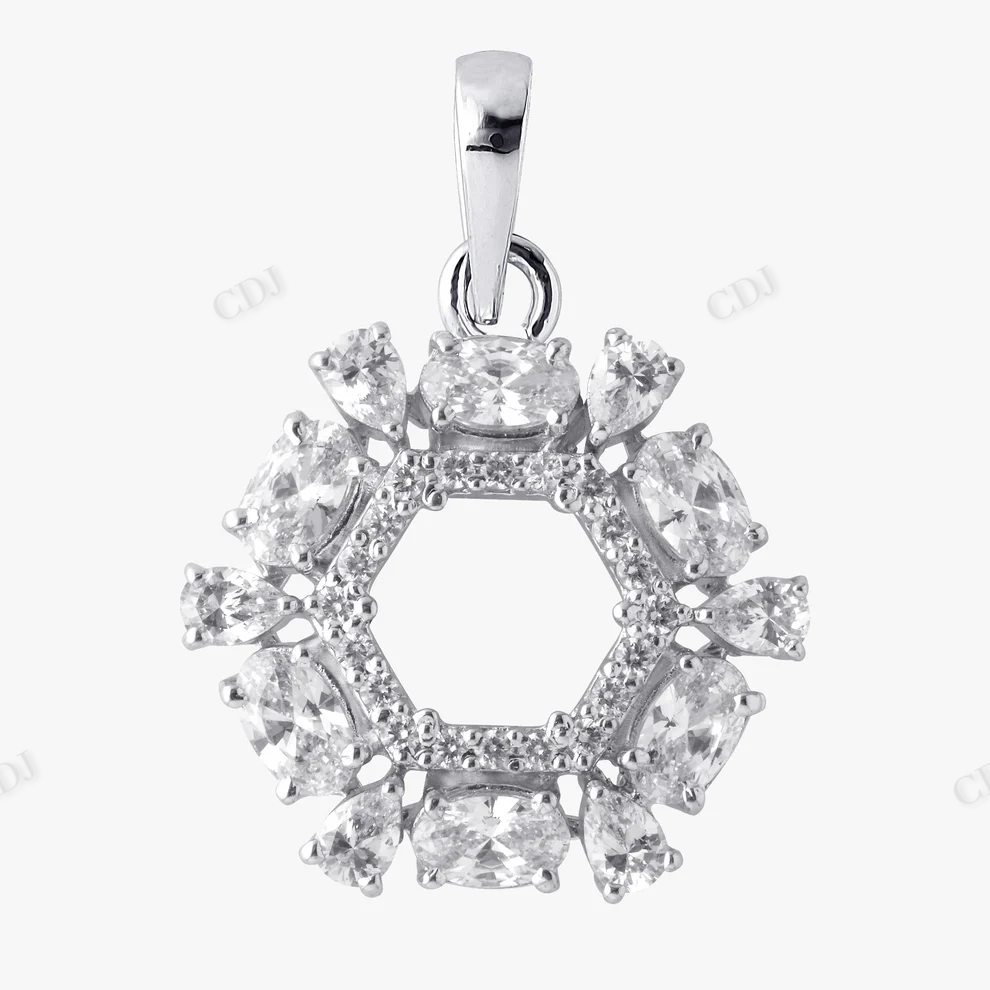 Sterling Silver Hexagon Shape Pendant hip hop jewelry CustomDiamJewel