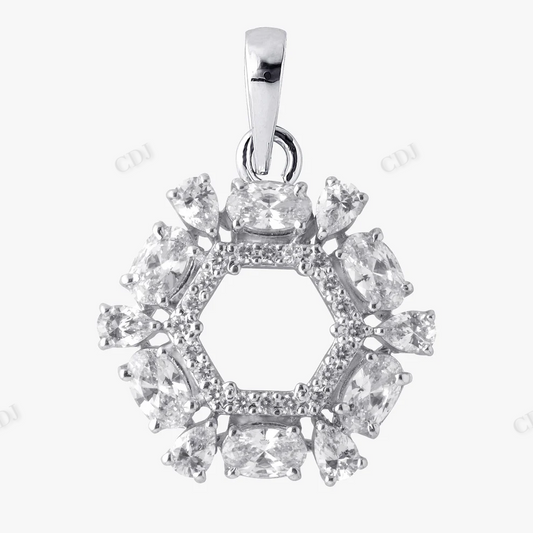 Sterling Silver Hexagon Shape Pendant hip hop jewelry CustomDiamJewel