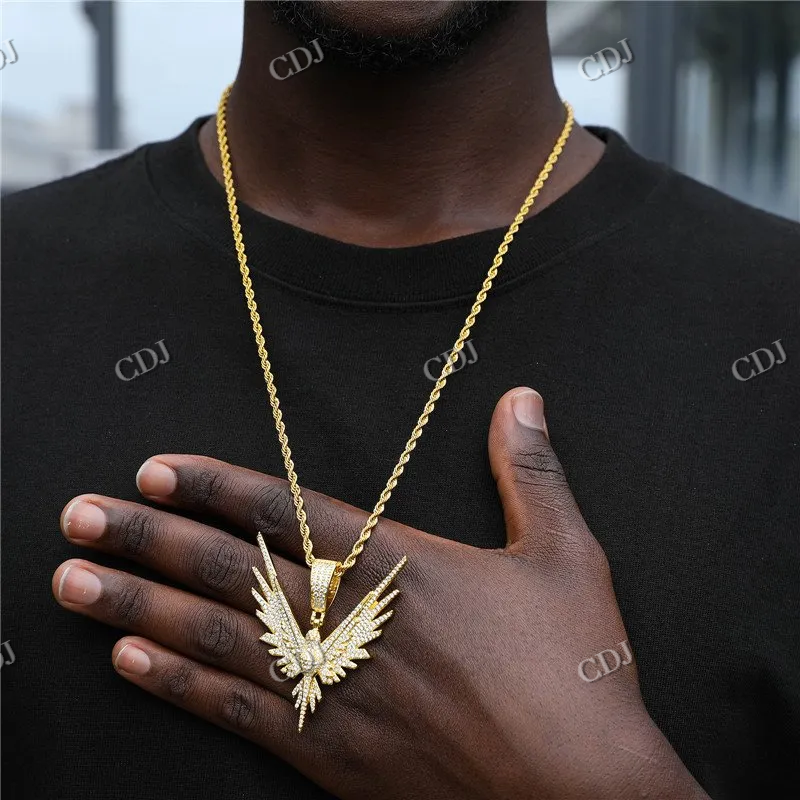 High Quality Fully Iced Out VVS Moissanite Custom Eagle Pendant For Men hip hop jewelry CustomDiamJewel