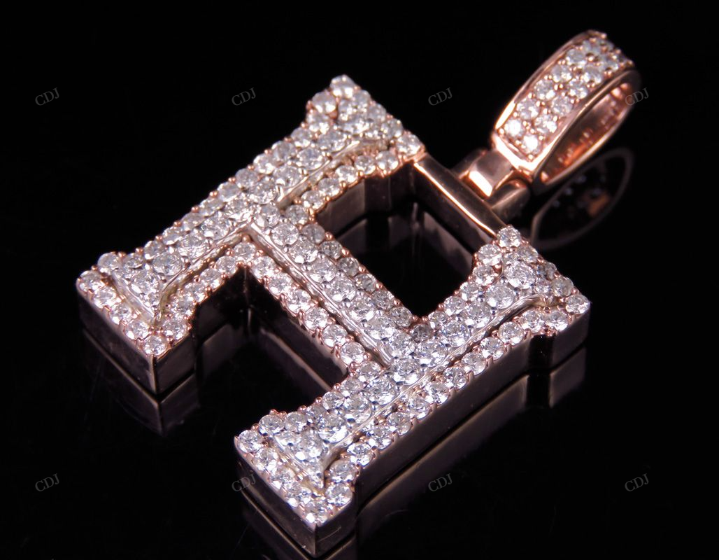 1.5" 1.6 CTW 10K Gold Natural Diamond H Letter Pendant hip hop jewelry CustomDiamJewel