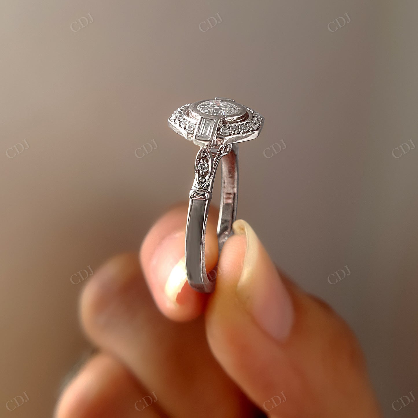 Round Cut Lab Grown Diamond Engagement Ring