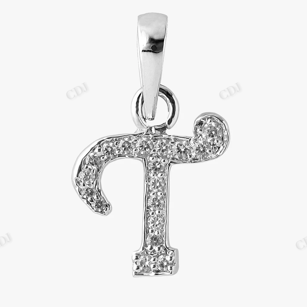 Silver Initial Letter T Moissanite Pendant hip hop jewelry CustomDiamJewel