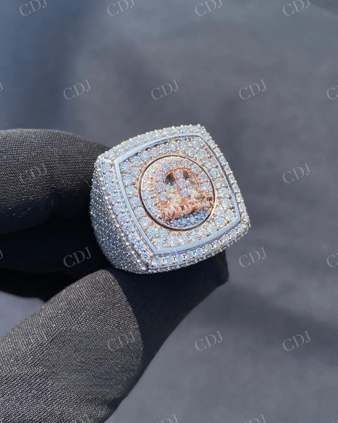Custom Moissanite Gold Plated Hip Hop Ring hip hop jewelry CustomDiamJewel   