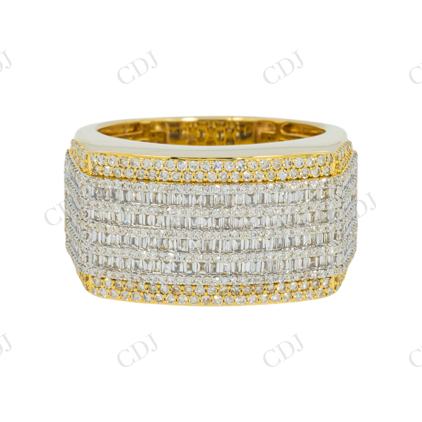 1.70 CTW Gold Platted Silver Moissanite Two Tone Iced Out Mens' Ring Hip Hop Ring customdiamjewel