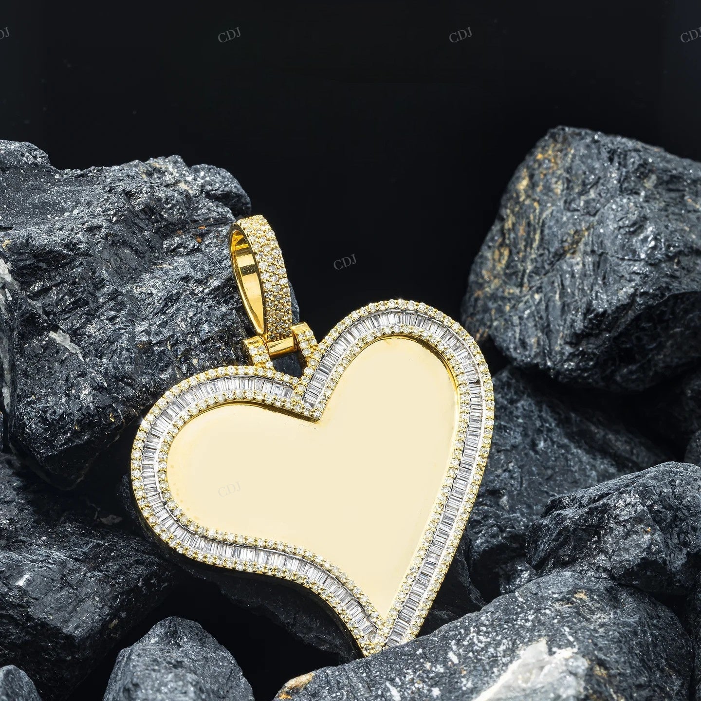 Full Iced Out Diamond Heart Picture Pendant hip hop jewelry customdiamjewel