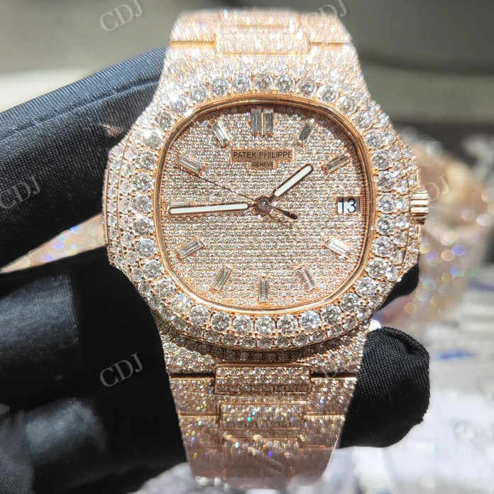Natural Diamond Studded Iced Out Hip Hop Watch customdiamjewel