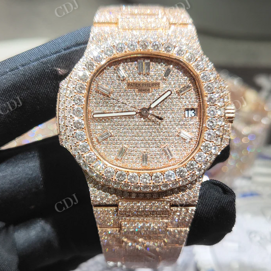 Natural Diamond Studded Iced Out Hip Hop Watch customdiamjewel