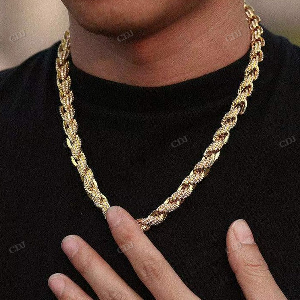 Iced Out Diamond Thicked Rope Chain hip hop jewelry CustomDiamJewel