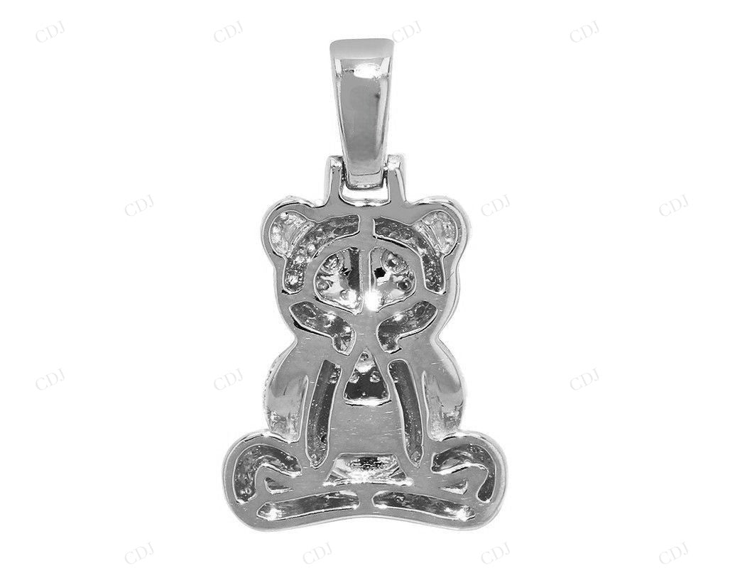 1"1.23CTW Sterling Silver Moissanite Teddy Bear Pendant CustomDiamJewel