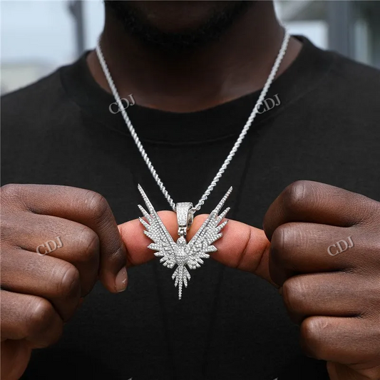 High Quality Fully Iced Out VVS Moissanite Custom Eagle Pendant For Men hip hop jewelry CustomDiamJewel