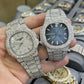 41MM Full White Patek Philippe ETA Swiss Movement Natural Diamond Watch customdiamjewel