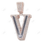 Iced Out Letter 'V' 10K Rose Gold Diamond Initial Pendent For Men hip hop jewelry CustomDiamJewel