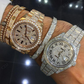 Customized Natural Diamond Studded Iced Out Rolex Hip Hop Watch customdiamjewel