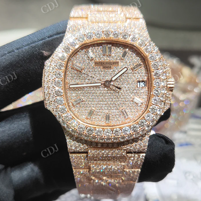 Moissanite Studded Patek Philippe Watch customdiamjewel