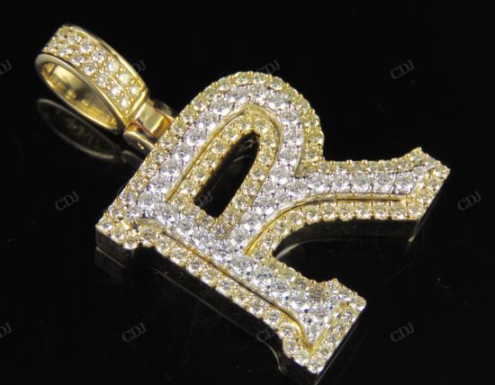 1.5" 1.9 CTW Natural Diamond Solid Gold Custom Initial 'R' Letter Pendant CustomDiamJewel