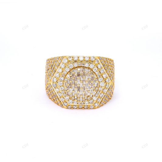 925 Streling Silver 14k Yellow Gold Men's Ring hip hop jewelry customdiamjewel