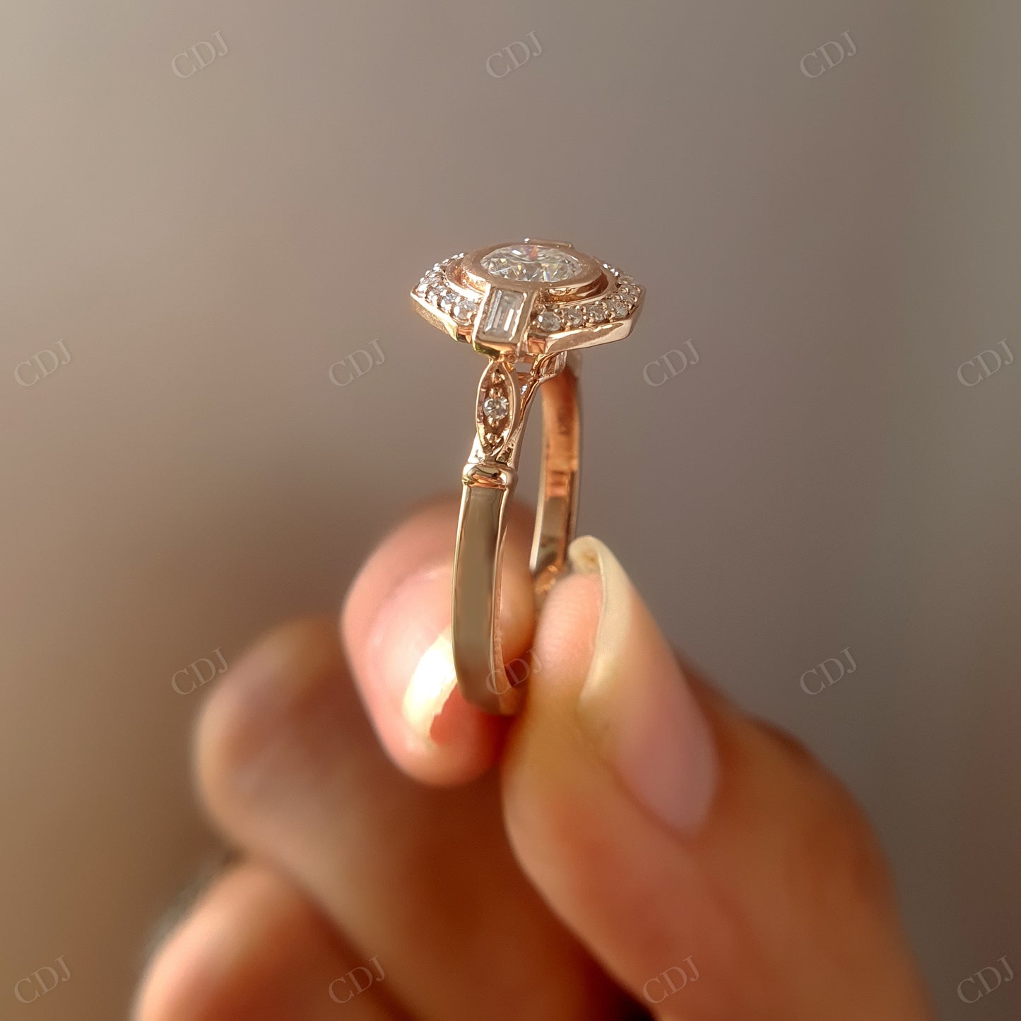 Round Cut Lab Grown Diamond Engagement Ring