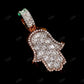 Hip Hop Baguette 925 Silver Hamsa Pendant Hip Hop Pendent customdiamjewel