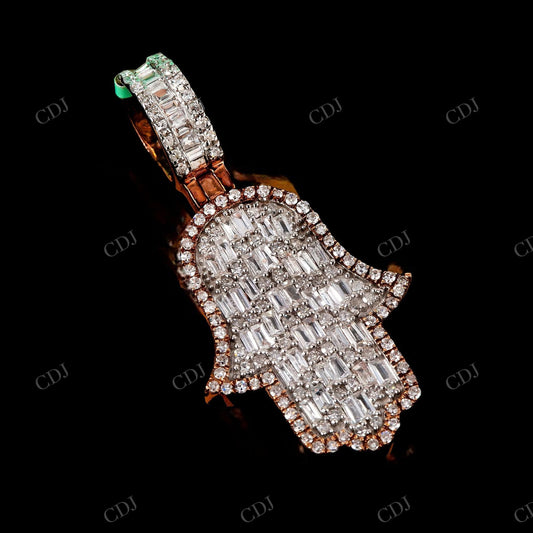 Hip Hop Baguette 925 Silver Hamsa Pendant Hip Hop Pendent customdiamjewel