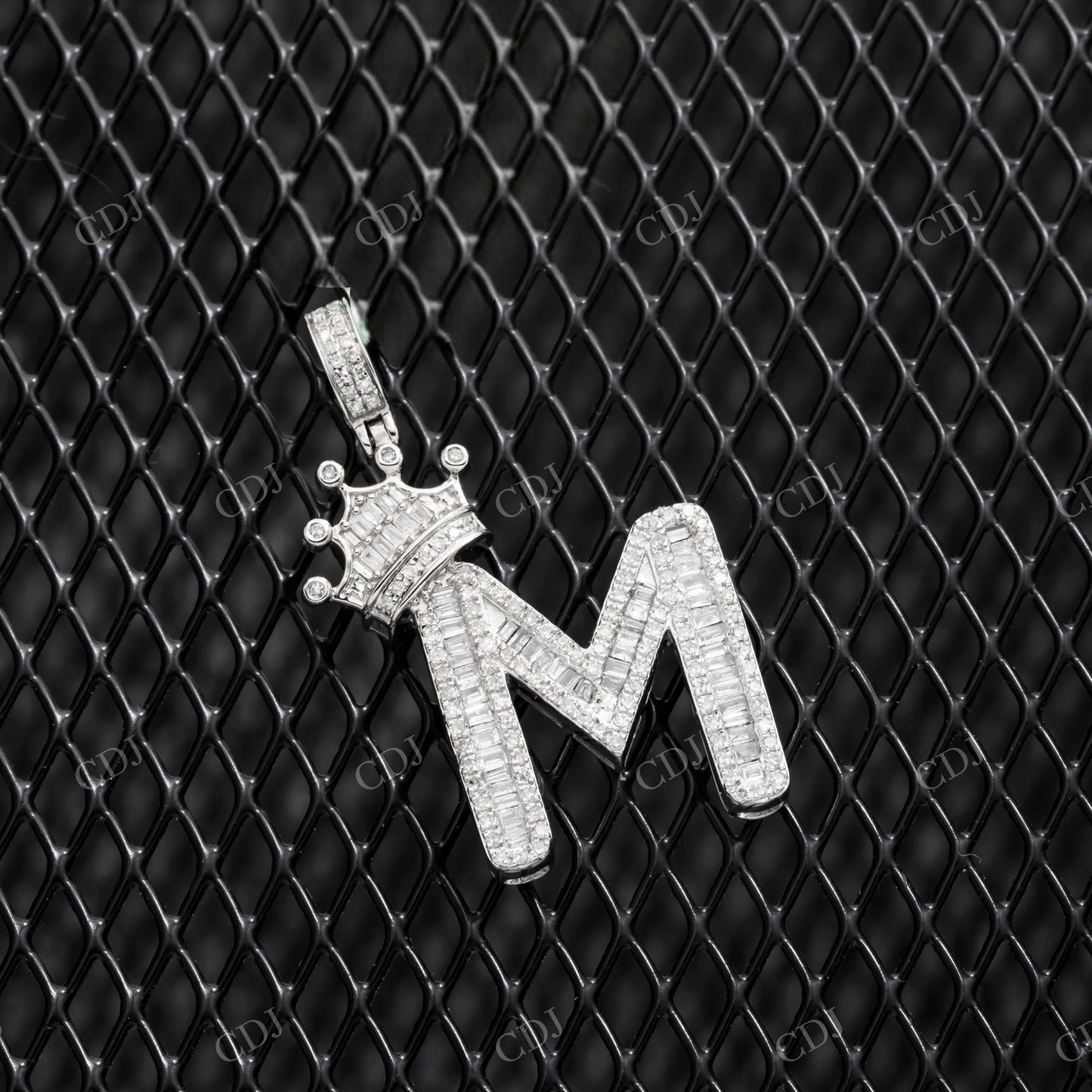 Custom Style Crown Letter M Sterling Silver Moissanite Pendant Hip Hop Pendent customdiamjewel