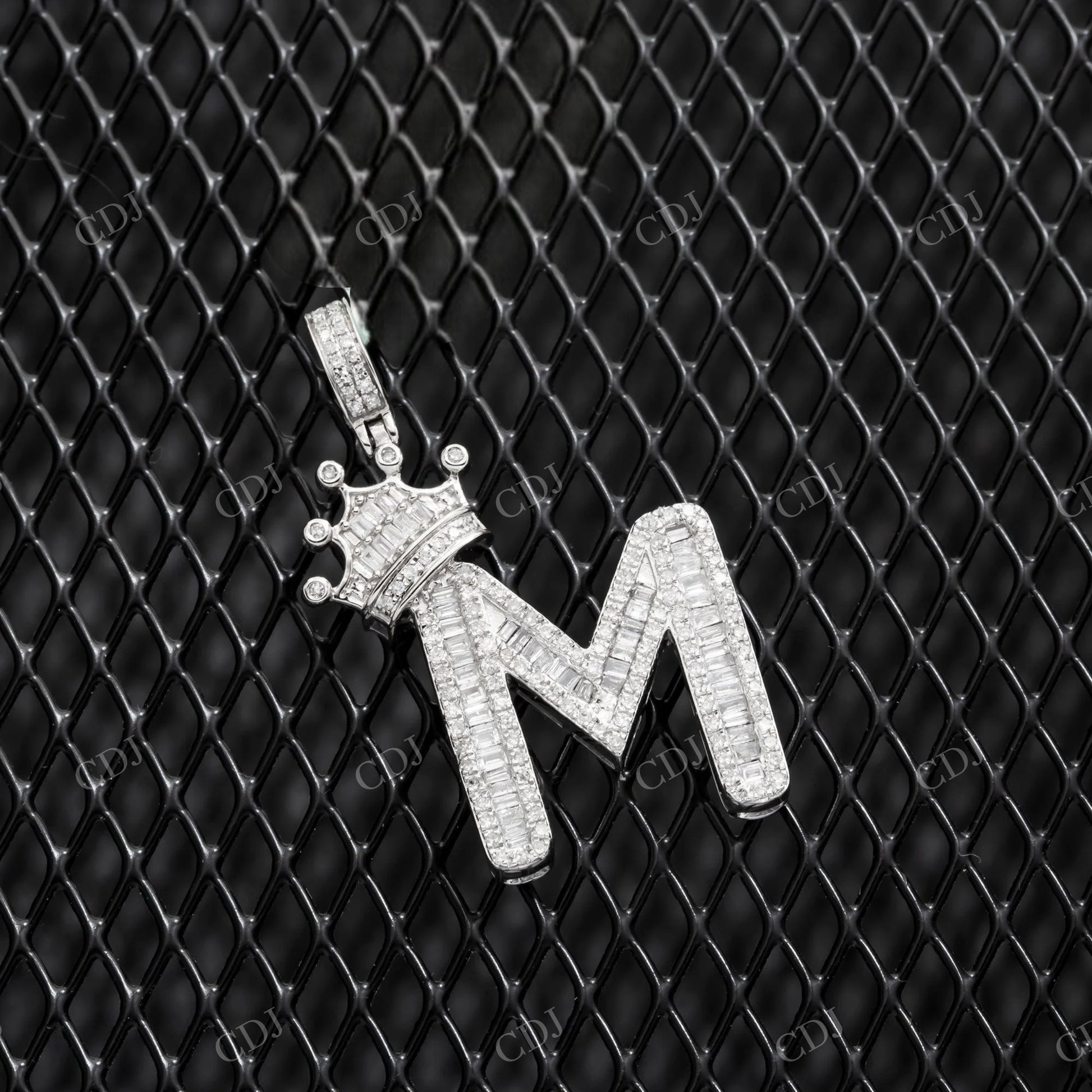 Custom Style Crown Letter M Sterling Silver Moissanite Pendant Hip Hop Pendent customdiamjewel