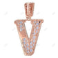 Iced Out Letter 'V' 10K Rose Gold Diamond Initial Pendent For Men hip hop jewelry CustomDiamJewel