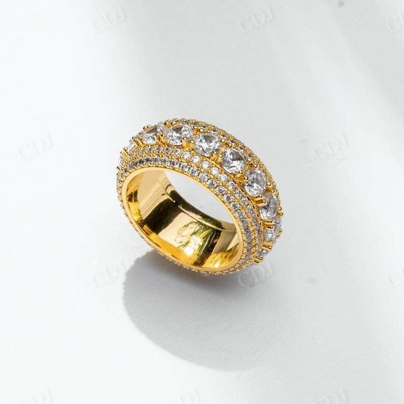 Round Cut Diamond Hip Hop Gold Ring  customdiamjewel   