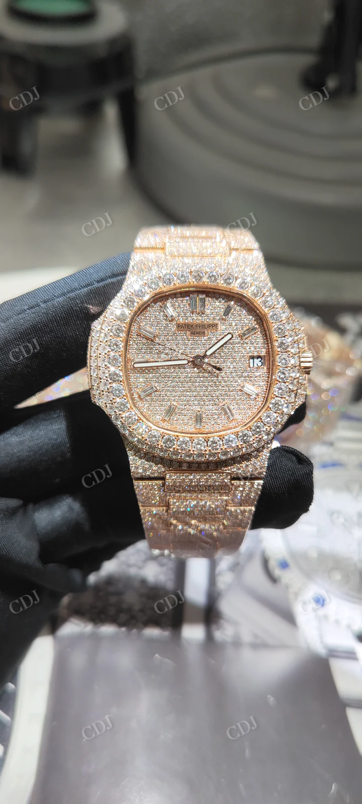 Natural Diamond Studded Iced Out Hip Hop Watch customdiamjewel