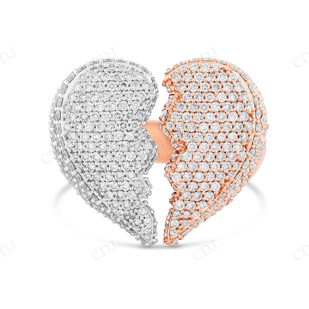 Broken Heart Two Tone Diamond Ring For Men And Women hip hop ring CustomDiamJewel