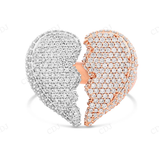 Broken Heart Two Tone Diamond Ring For Men And Women hip hop ring CustomDiamJewel