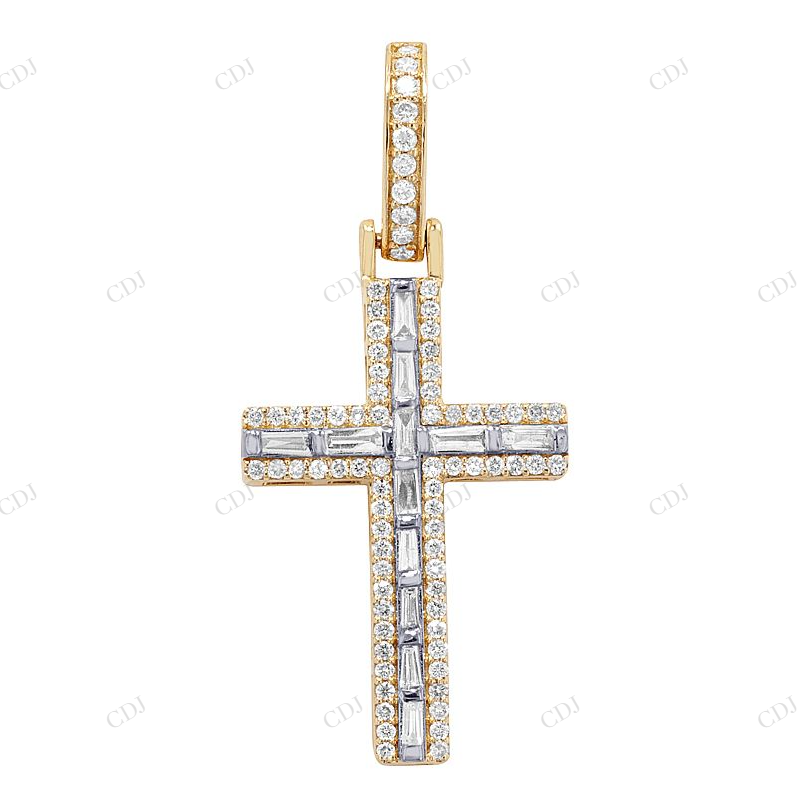 1.4 Inch 10K Gold Lab Grown Diamond Cross Pendant Hip Hop Pendent customdiamjewel