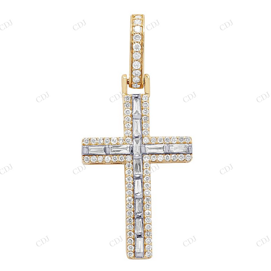 1.4 Inch 10K Gold Lab Grown Diamond Cross Pendant Hip Hop Pendent customdiamjewel
