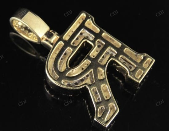1.5" 1.9 CTW Natural Diamond Solid Gold Custom Initial 'R' Letter Pendant CustomDiamJewel