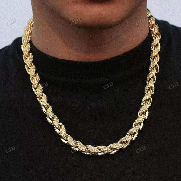 Iced Out Diamond Thicked Rope Chain hip hop jewelry CustomDiamJewel