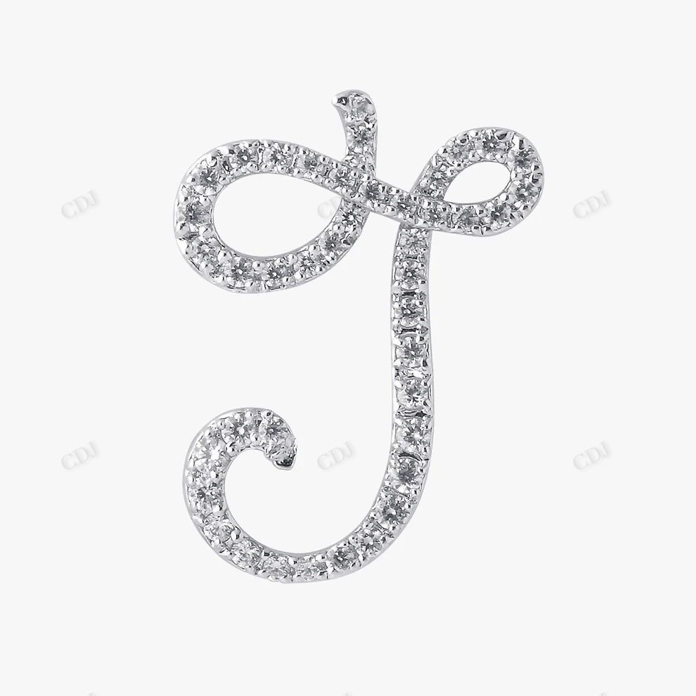Sterling Silver Moissanite J Initial Letter Pendant hip hop jewelry CustomDiamJewel