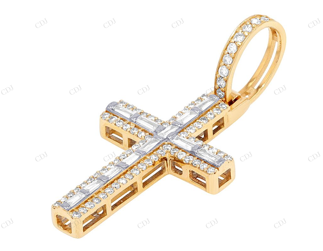 1.4 Inch 10K Gold Lab Grown Diamond Cross Pendant Hip Hop Pendent customdiamjewel