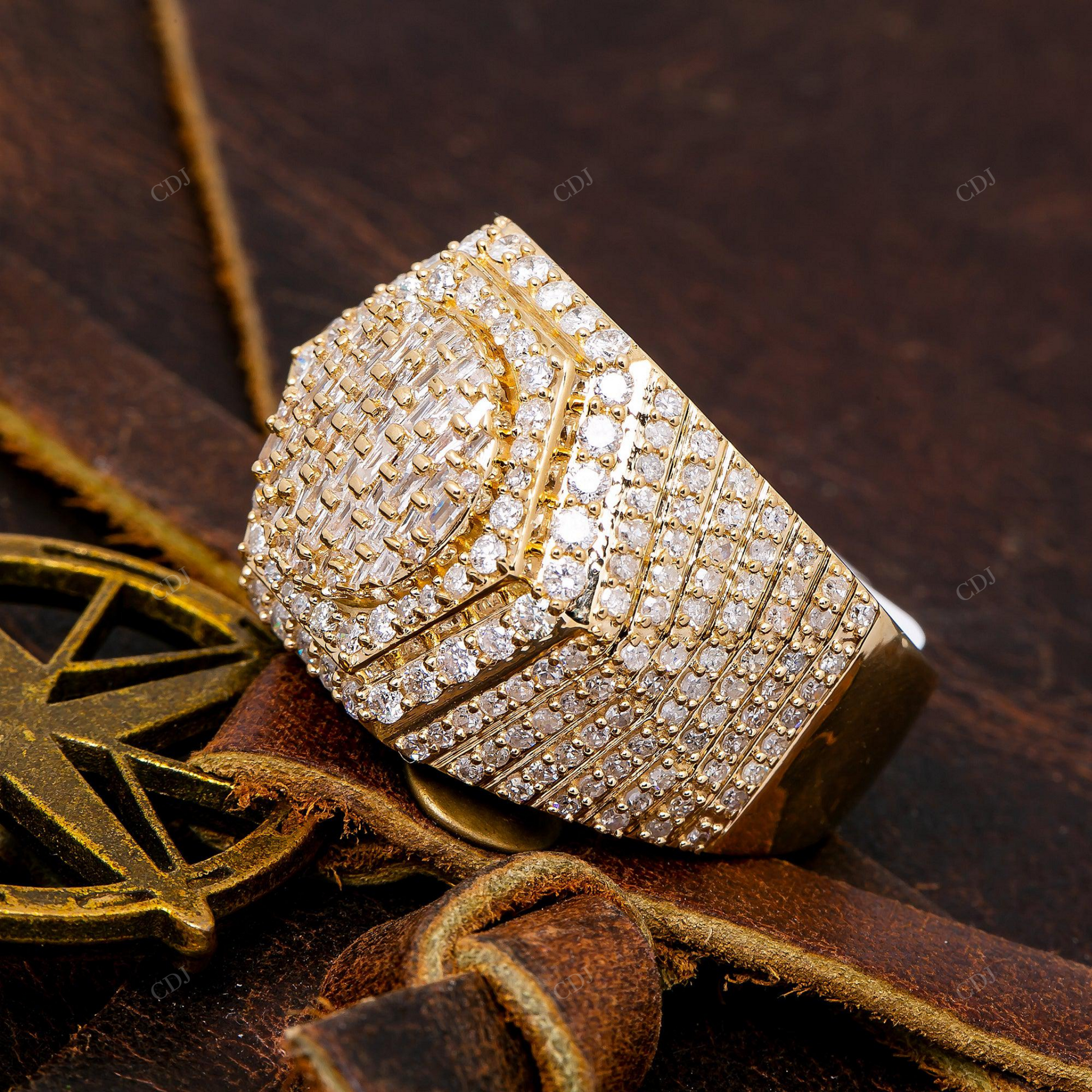 925 Streling Silver 14k Yellow Gold Men's Ring hip hop jewelry customdiamjewel