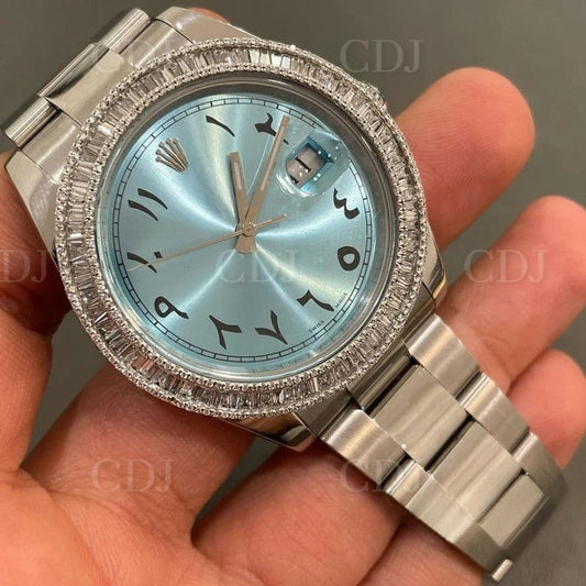 Moissanite Baguette 41mm Rolex Watch For Men customdiamjewel