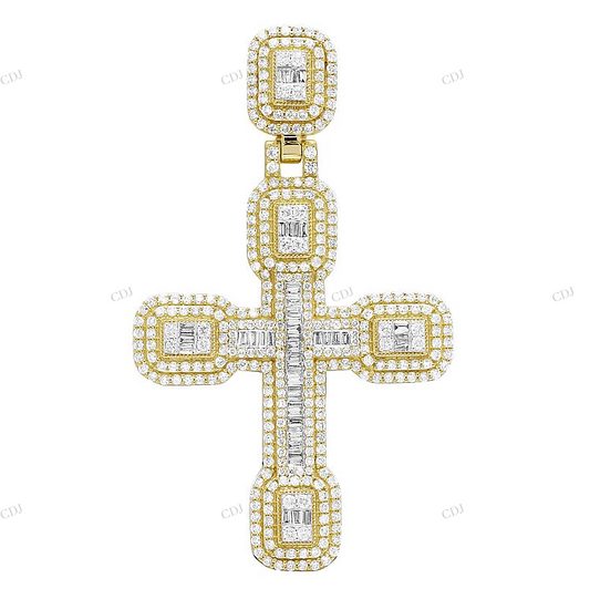 3.25 CTW Iced Out Religious 14K Cross Pendant hip hop jewelry CustomDiamJewel