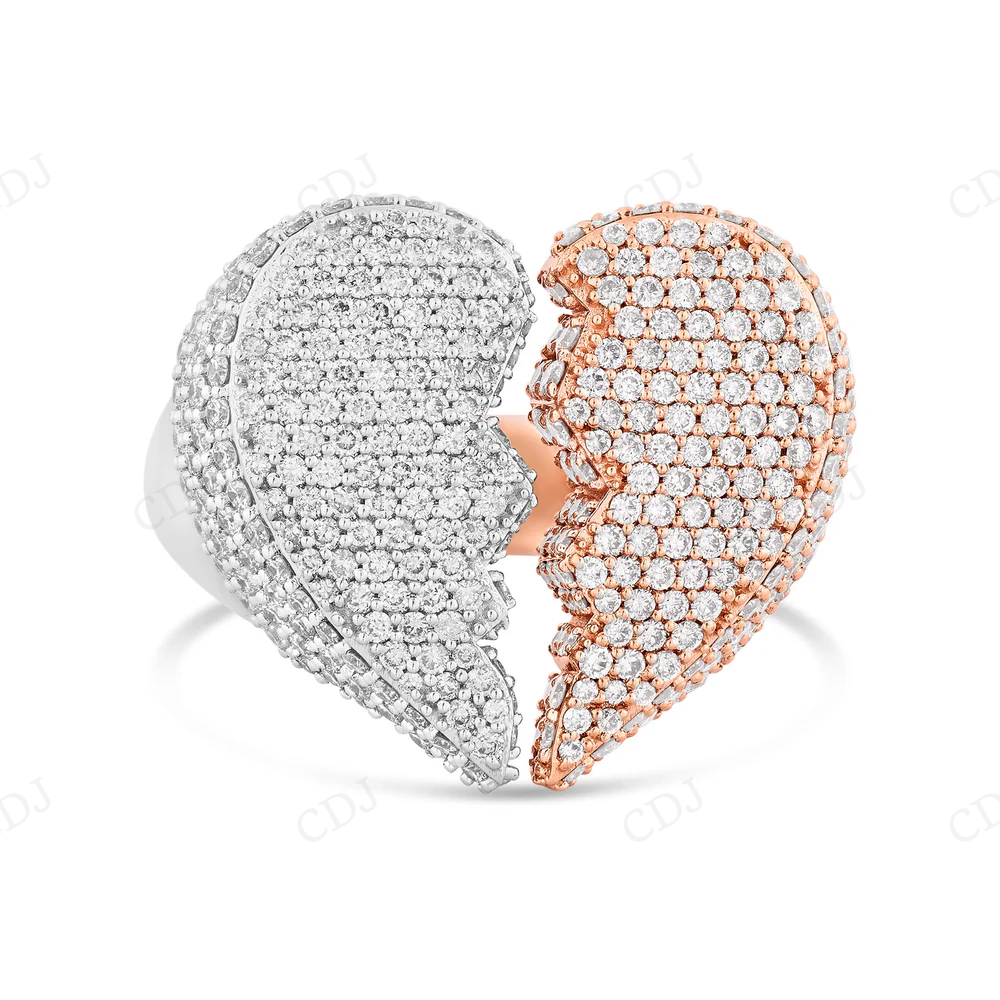 Broken Heart Two Tone Diamond Ring For Men And Women hip hop ring CustomDiamJewel