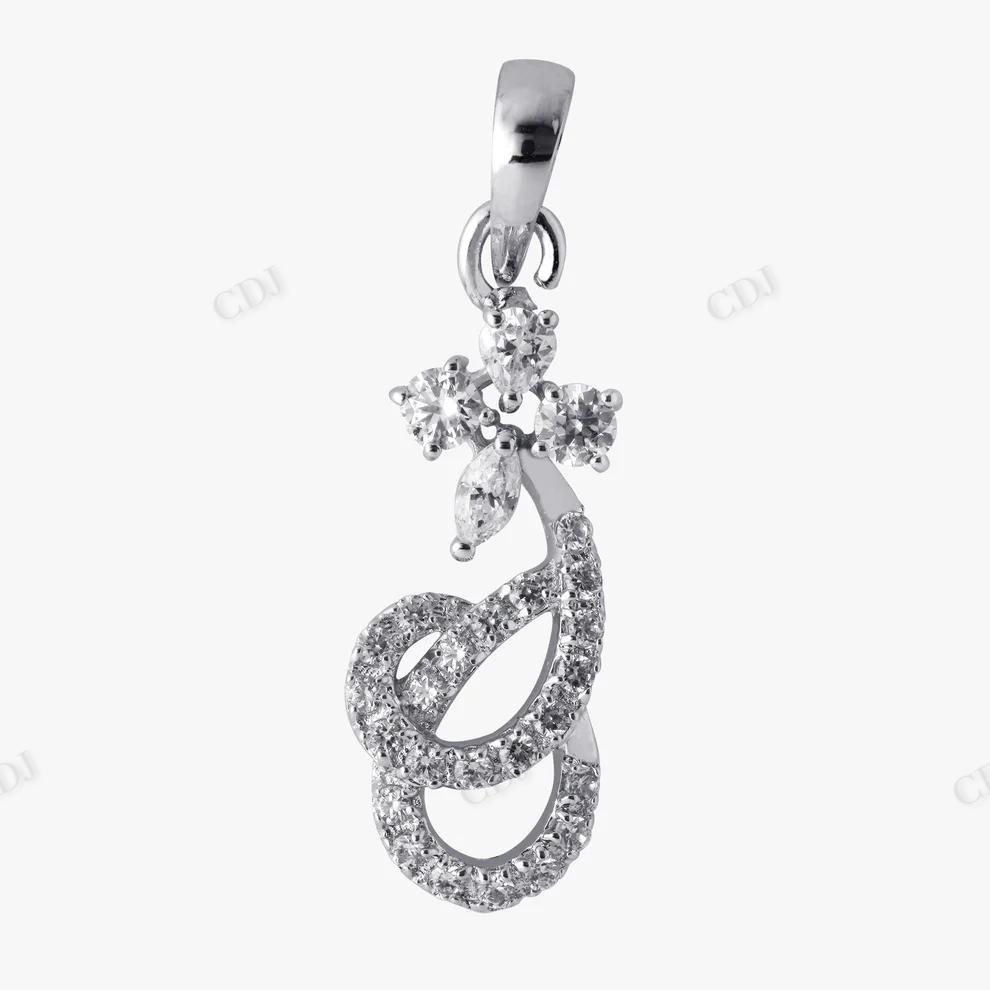 Moissanite Diamond Sterling Silver Flower Drop Shape Pendant hip hop jewelry CustomDiamJewel