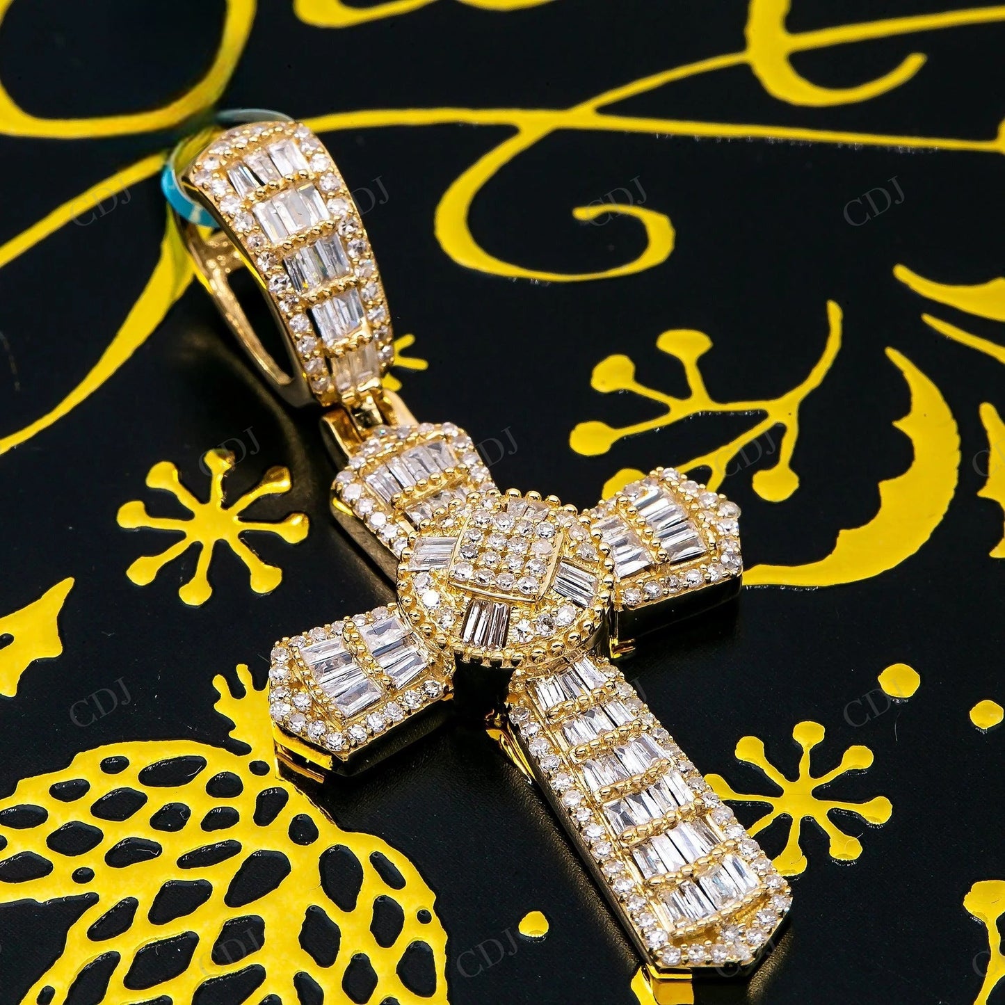 Baguette Cut Moissanite Iced Out Cross 925 Silver Pendant Hip Hop Pendent customdiamjewel