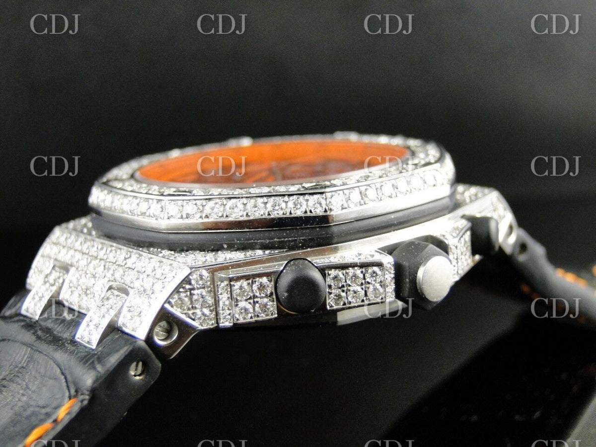 AP Chrono Black Strap Moissanite Watch customdiamjewel