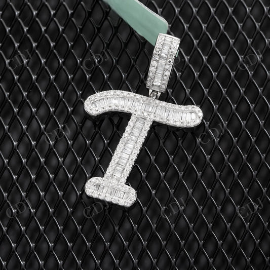 1" Custom Made T Letter 925 Silver Moissanite pendant Hip Hop Pendent customdiamjewel