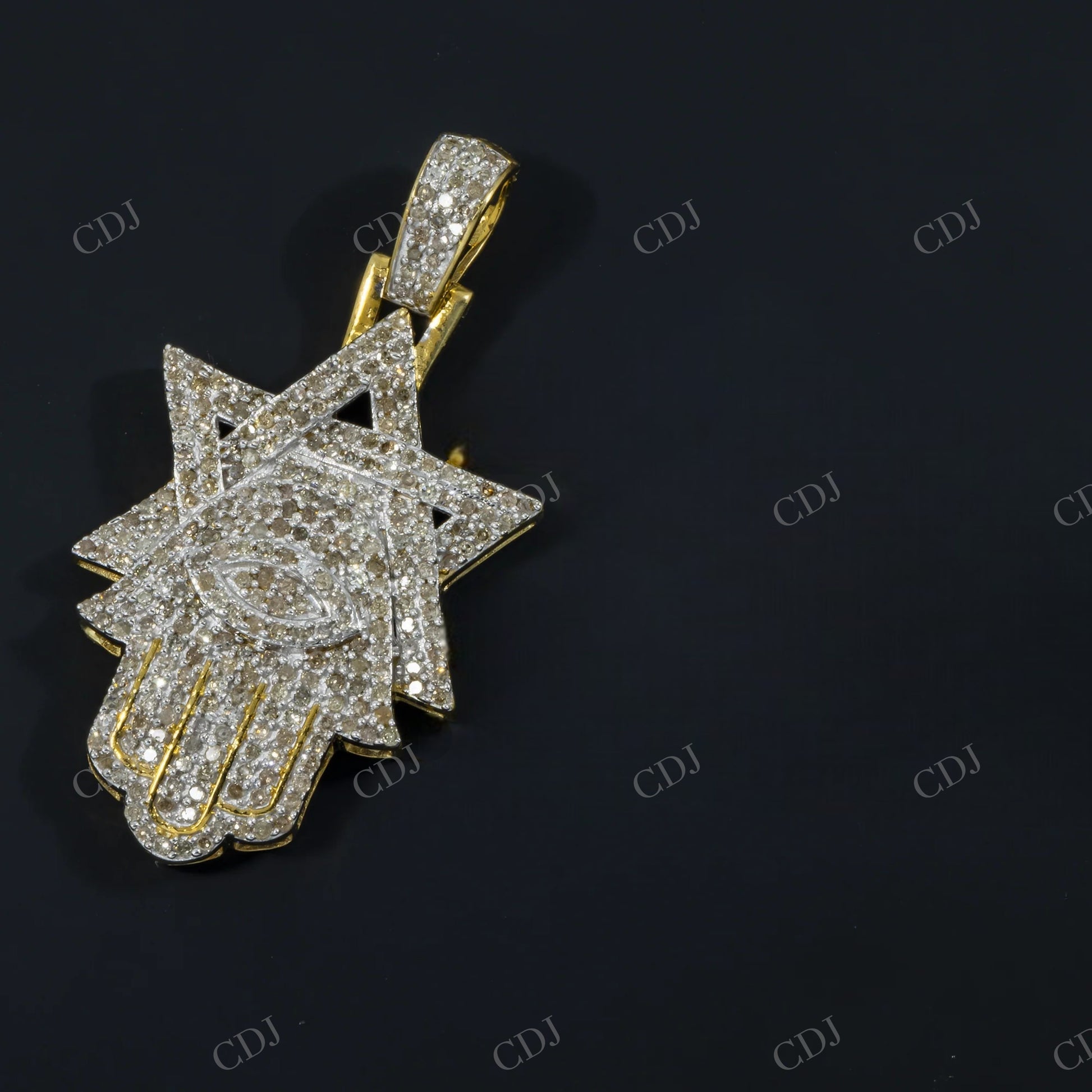 Hamsa Star 925 Silver Moissanite Pendant Hip Hop Pendent customdiamjewel