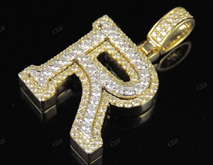 1.5" 1.9 CTW Natural Diamond Solid Gold Custom Initial 'R' Letter Pendant CustomDiamJewel