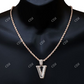 Iced Out Letter 'V' 10K Rose Gold Diamond Initial Pendent For Men hip hop jewelry CustomDiamJewel