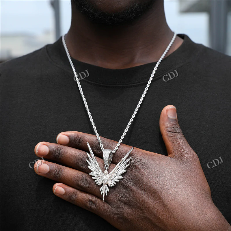 High Quality Fully Iced Out VVS Moissanite Custom Eagle Pendant For Men hip hop jewelry CustomDiamJewel