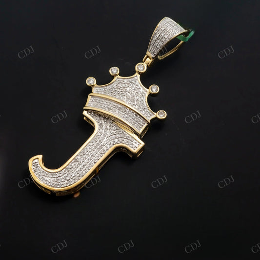 Unique J Crown Moissanite Sterling Silver Pendant Hip Hop Pendent customdiamjewel