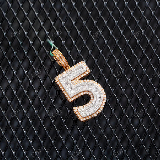 Custom Number 5 Moissanite 925 Silver Pendant Hip Hop Pendent customdiamjewel